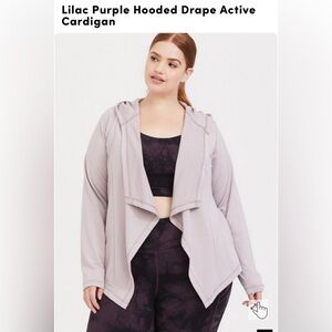Torrid Lilac Purple Hooded Drape Active Cardigan